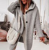 Yelena - langärmlige strickjacke mit kapuze – Grau