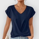 Olivia | V-AUSSCHNITT TOP – Marineblau