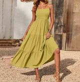 Eliadora – Elegantes Maxikleid mit Stufen – Gelb