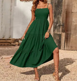 Eliadora – Elegantes Maxikleid mit Stufen – Dunkelgrün