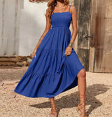 Eliadora – Elegantes Maxikleid mit Stufen – Blau