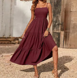 Eliadora – Elegantes Maxikleid mit Stufen – Rot