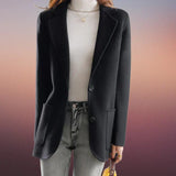Tweedcharm – dicker damenblazer für herbst und winter – Schwarz