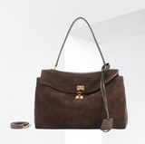 Luxuriöse vegane Leder Tote Bag – Wildleder Kaffee