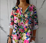 Damen Elegante Button Down Hemd | Blumen Bedrucken – Mehrfarbig 1