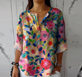 Damen Elegante Button Down Hemd | Blumen Bedrucken – Mehrfarbig 2