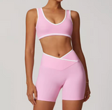 Damen 2-teiliges Yoga- & Pilates-Set – Nahtloses Trainingsoutfit mit Leggings & Oberteil – Rosa