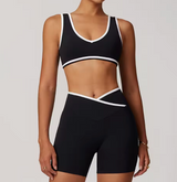 Damen 2-teiliges Yoga- & Pilates-Set – Nahtloses Trainingsoutfit mit Leggings & Oberteil – Schwarz