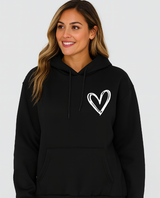 Hoodie mit Herz-Print – Weiche Baumwollmischung – Stylisch & Bequem – Schwarz