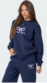 Oversize Damen Jogginganzug – Bequemes Zweiteiler Set – Marineblau