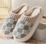 Unisex Kuschelige Hausschuhe | Kariertes Design – Grau