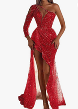 Damen-Maxikleid mit einseitigem traegerelement | Alltagstauglich – Rot