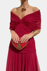 Myna – Elegantes, lässiges Midikleid – Rot