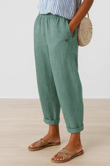 Romina™ Klassische Leinenhose – Türkis