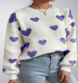 Herzgestrickter Pullover für Damen im lässigen Stil - Lumezia – Lila