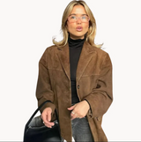 Lily | luxus-blazer aus kamel-wildleder für damen – Braun