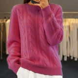 Warmer strickpullover – Dunkelrosa