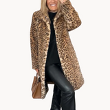 Pilaar - klassieke dames winterjas met luipaardprint – Khaki