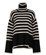 Nami - gestreifter damen-rollkragenpullover – Schwarz