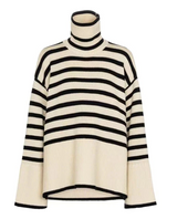 Nami - gestreifter damen-rollkragenpullover – Beige