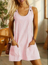 Crezia – Vielseitiges gestreiftes Minikleid – Rosa