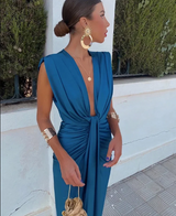Moriah  | Elegantes plissiertes Kleid – Blau (Beinahe ausverkauft)