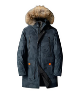 Isolierter - herrenparka mit kapuze aus Kunstfell – Tarnfarbe Blau