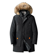 Isolierter - herrenparka mit kapuze aus Kunstfell – Schwarz
