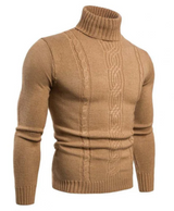 Klassisch – rollkragenpullover mit zopfmuster für herren – Khaki