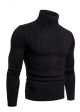 Klassisch – rollkragenpullover mit zopfmuster für herren – Schwarz