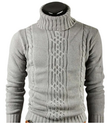 Klassisch – rollkragenpullover mit zopfmuster für herren – Grau
