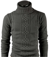 Klassisch – rollkragenpullover mit zopfmuster für herren – Dunkelgrau