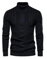 Klassischer gerippter rollkragenpullover für herren – Schwarz