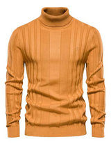 Klassischer gerippter rollkragenpullover für herren – Khaki