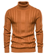 Klassischer gerippter rollkragenpullover für herren – Braun