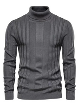 Klassischer gerippter rollkragenpullover für herren – Dunkelgrau