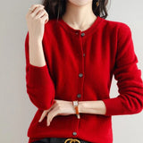Evelyn – dünne strickjacke für den frühling – Rot