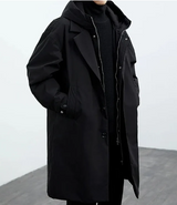 Trenchcoat in ubergröße mit kapuze für herren – Schwarz