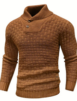 Strickpullover mit schalkragen und knopfverschluss für herren – Braun