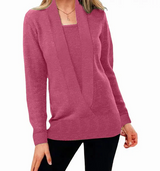 Aniek | einzigartiger strickpullover mit v-ausschnitt – Rosa