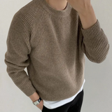 Audrick – bequemer strickpullover mit rundhalsausschnitt – Khaki