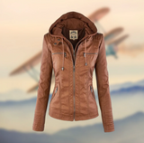 Aleena – elegante lederjacke – Hellbraun