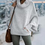 Rosy | eleganter schildpatt-pullover mit kragen – Klares Grau