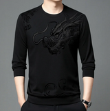 Bequemes herren-sweatshirt mit rundhalsausschnitt – Schwarz