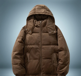 Braune daunenjacke mit kapuze – Braun
