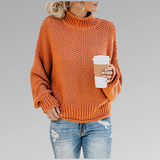 Klassischer strickpullover mit kragen – Orange