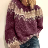 Yuzi - dick gestrickter damenpullover – Weinrot