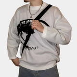 Nayeli – trendiger pullover mit augen-print für herren – Grau