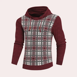 Emre – karierter herrenpullover mit verstellbarer kapuze – Rot