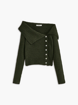 Sienna | asymmetrisches strickdesign mit eng anliegendem damenoberteil – Armee grün